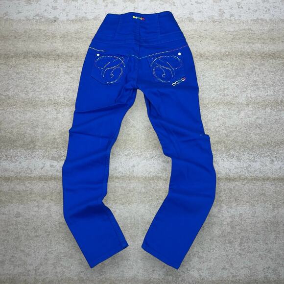 COOGI Denim - Vintage Y2K Coogi Jeans 30x30 High Waisted Royal Blue Multicolor Embroidery